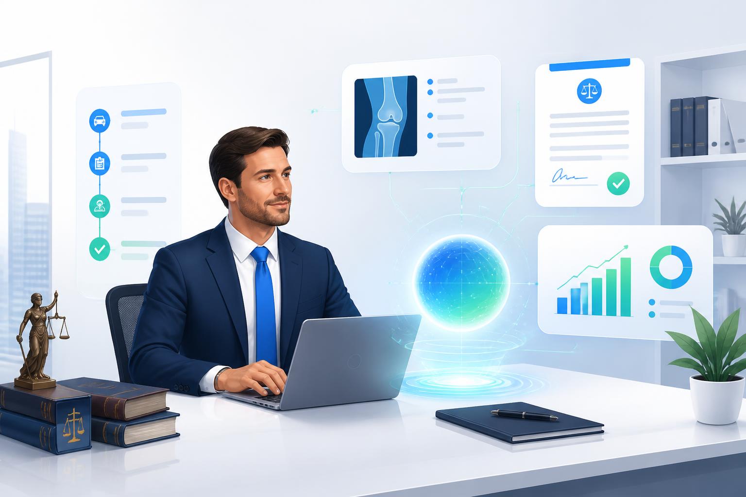 Lawyer working with Jarvis AI assistant